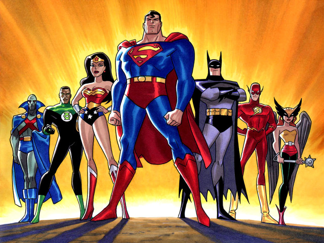 Superheroes yellow background sun sky free wallpaper - medium preview image