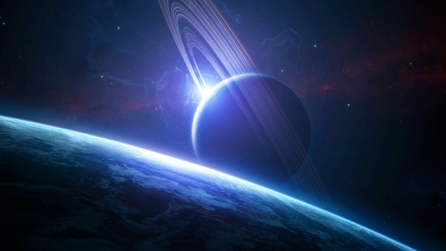 Planet rings distant object milky free wallpaper - medium preview image
