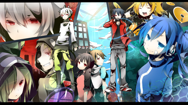 Anime characters group window blue free wallpaper - medium preview image