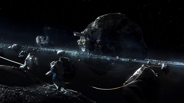 Space station rocks debris astronaut free wallpaper - medium preview image