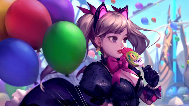 Carnival woman candyballoons rollercoaster blurry free wallpaper - medium preview image