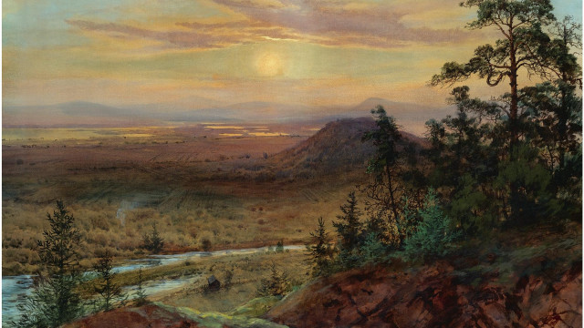 Sunset valley river mountain hudson free wallpaper - medium preview image