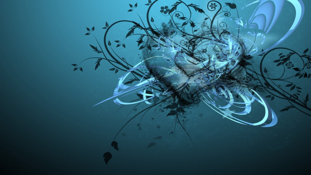 Heart vines leaves blue gothic free wallpaper - medium preview image