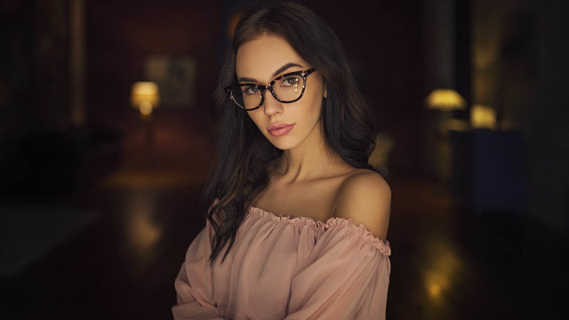 Woman glasses pinktop darkroom bokeh free wallpaper - medium preview image