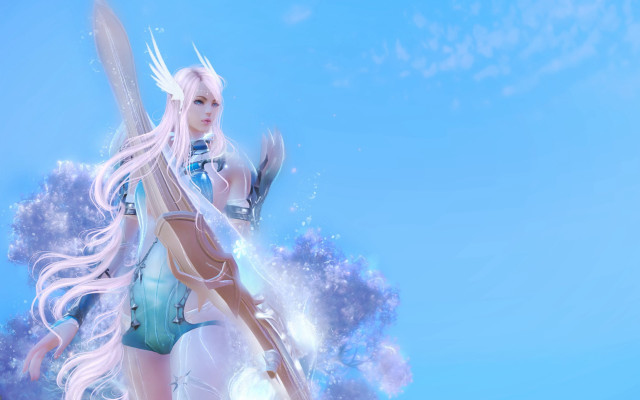 Woman sword blue sky fantasy free wallpaper - medium preview image