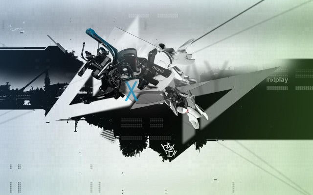 Snowboarder mountain sky cityscape cyberpunk free wallpaper - medium preview image