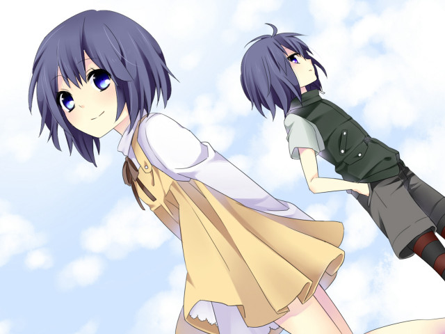 Anime characters standing air together free wallpaper - medium preview image