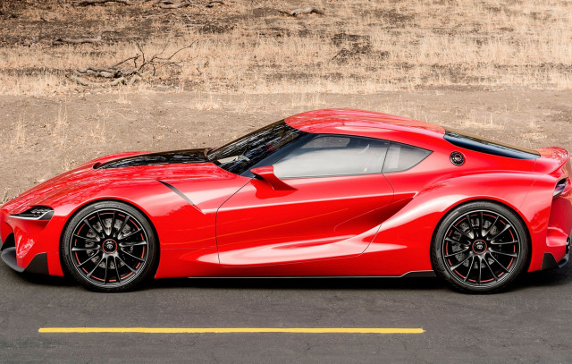 Red sports car side road free wallpaper - medium preview image