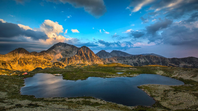Lake mountains cloudy sky reflection #3 free wallpaper - medium preview image