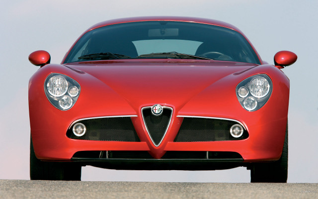 Red sports car headlights road free wallpaper - medium preview image