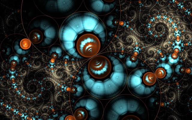 Blue orange spiral fractals gem free wallpaper - medium preview image
