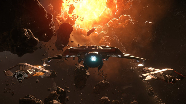Space station explosion rocks debris free wallpaper - medium preview image