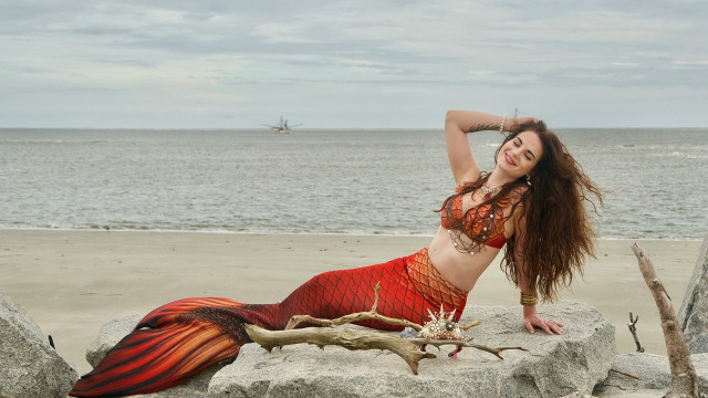 Mermaid beach ship magical realism free wallpaper - medium preview image