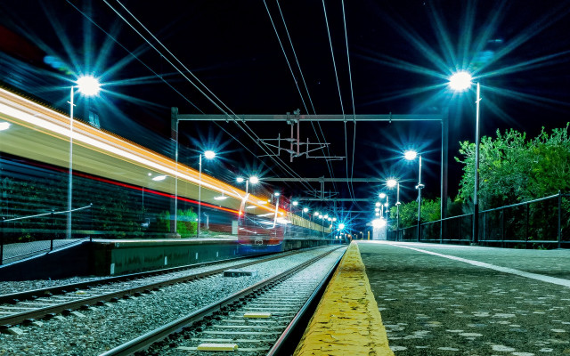 Train station night cityscape light free wallpaper - medium preview image