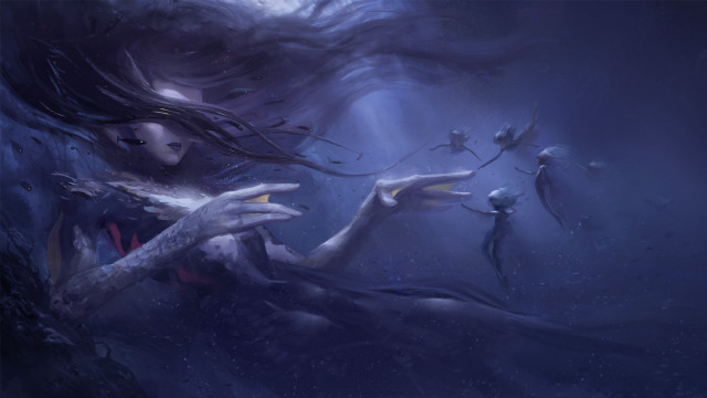 Woman long hair flower bird free wallpaper - medium preview image