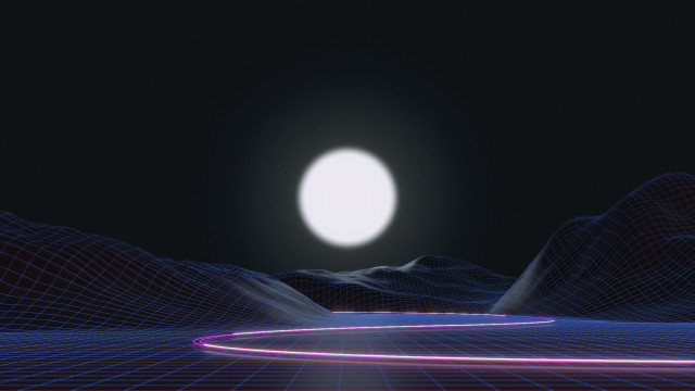 Mountain range bright light retrofuturism free wallpaper - medium preview image
