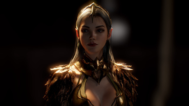 Fantasy woman golden armored wings free wallpaper - medium preview image