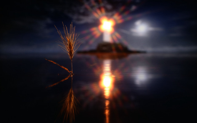 Island cross ocean night radiant free wallpaper - medium preview image