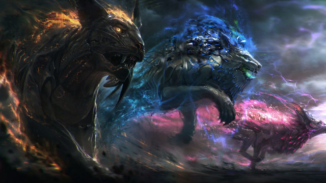 Fire ice night sky epic free wallpaper - medium preview image