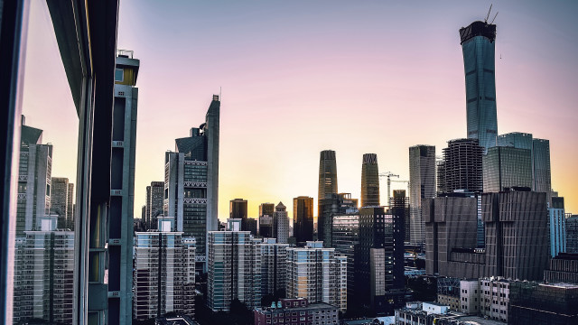 City skyline clocktower sunset bridge free wallpaper - medium preview image