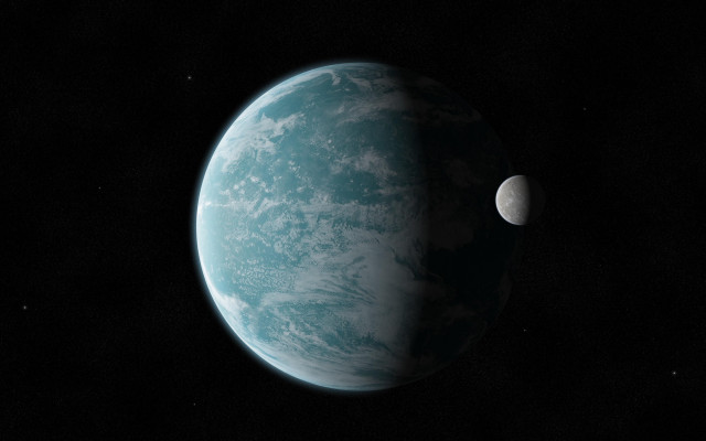 Blue planet white moon space free wallpaper - medium preview image