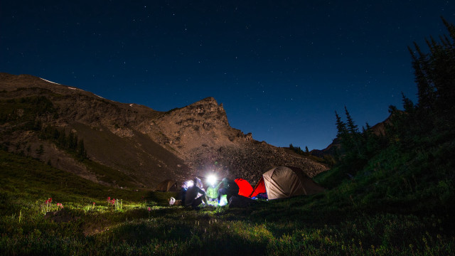 Mountains camping night tents aurora free wallpaper - medium preview image