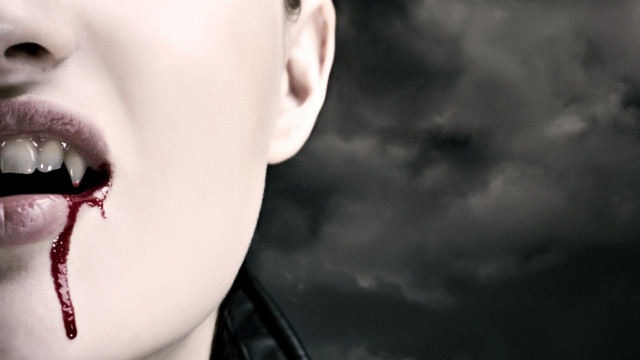 Woman blood dripping gothic matte free wallpaper - medium preview image