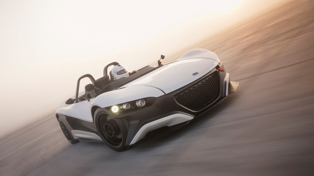 White car hillside fog sunlit free wallpaper - medium preview image