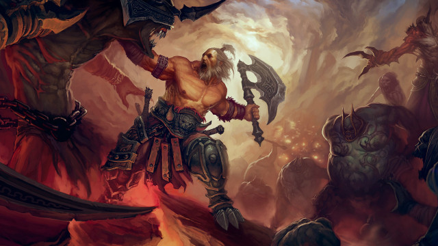 Battle axe demon warrior fantasy free wallpaper - medium preview image