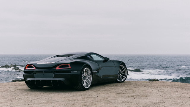 Black sports car beach ocean #2 free wallpaper - medium preview image