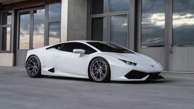 White sports car building cloudy free wallpaper - medium preview image
