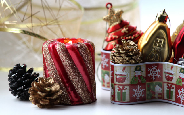 Candle christmas decoration gold pine free wallpaper - medium preview image