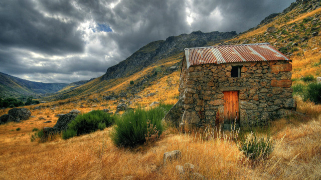 Small stone building field mountains #4 free wallpaper - medium preview image