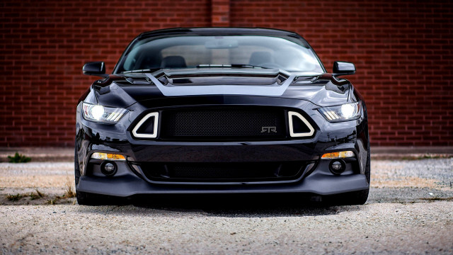 Black mustang hood up lights free wallpaper - medium preview image