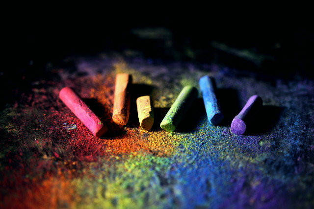 Crayons colored powders black background free wallpaper - medium preview image