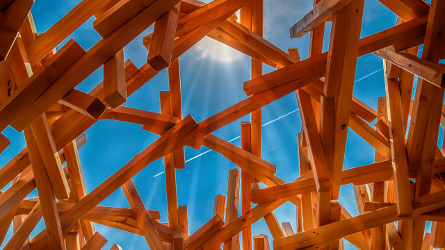Wooden structure sunshine abstract sculpture free wallpaper - medium preview image