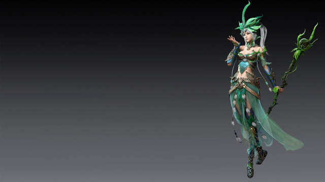 Green armor woman plant fantasy free wallpaper - medium preview image