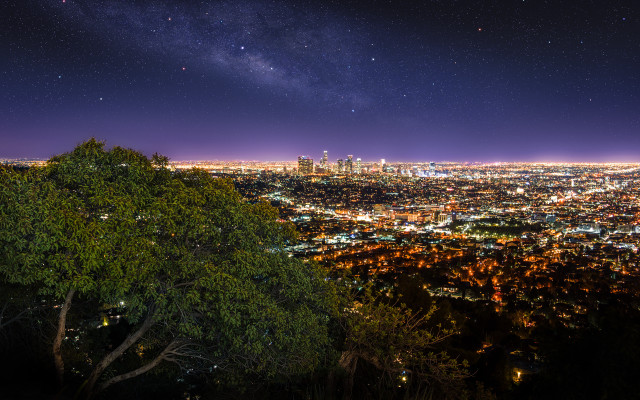 City lights stars forests moon free wallpaper - medium preview image