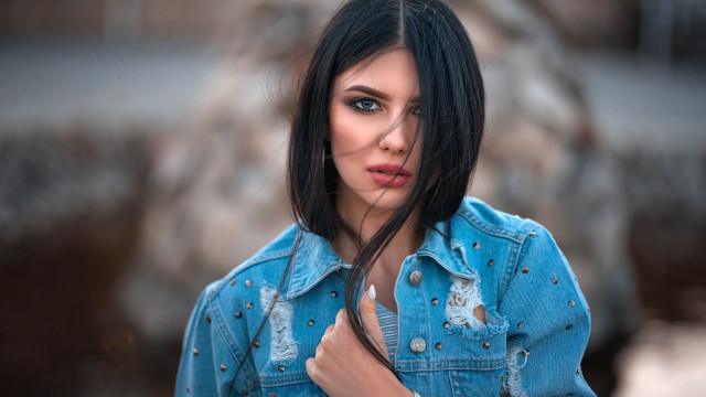 Elina karimova blue jean jacket free wallpaper - medium preview image