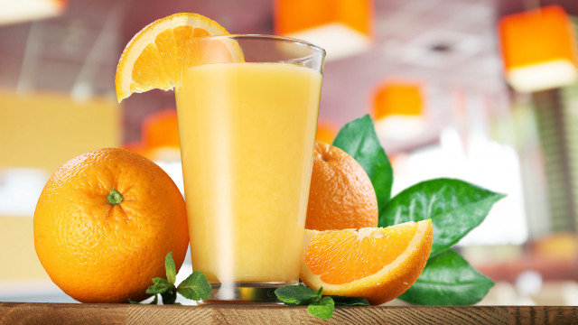 Orange juice oranges leaves rayonism free wallpaper - medium preview image