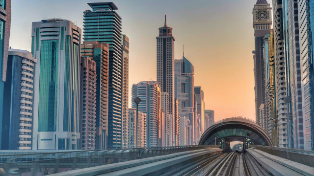Train city tunnel sunset architecture free wallpaper - medium preview image