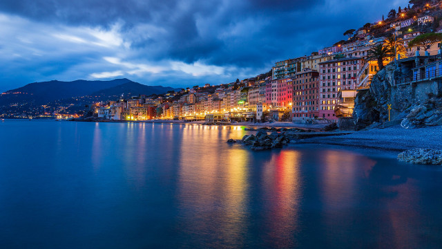 City lake night reflection mystical free wallpaper - medium preview image