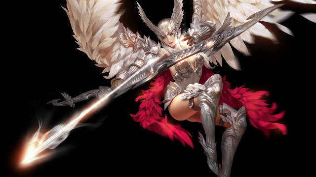 Angelic woman sword wings dark free wallpaper - medium preview image