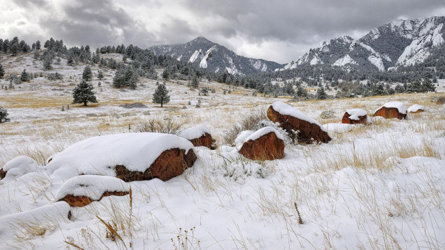 Snowy field mountain foreground bare free wallpaper - medium preview image