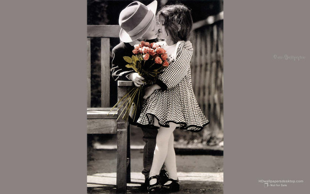 Little girl bouquet man hat free wallpaper - medium preview image