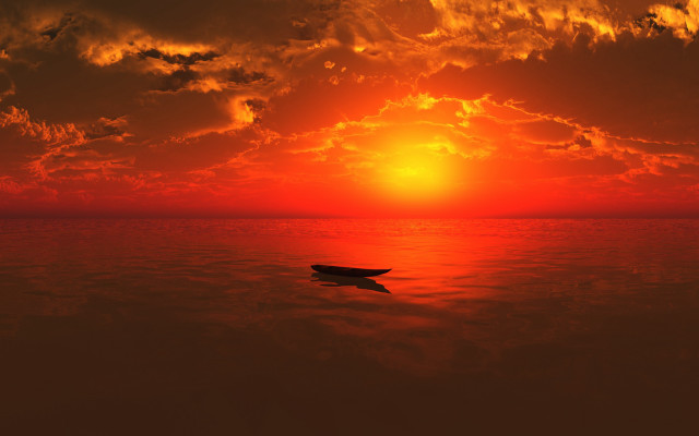 Boat water sunset cloudy sky free wallpaper - medium preview image