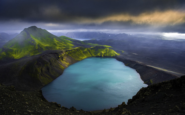 Blue lake mountains cloudy sky #6 free wallpaper - medium preview image