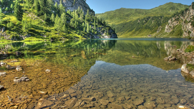 Lake mountains trees sky rocks #2 free wallpaper - medium preview image