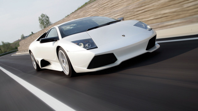 White sports car driving wood free wallpaper - medium preview image