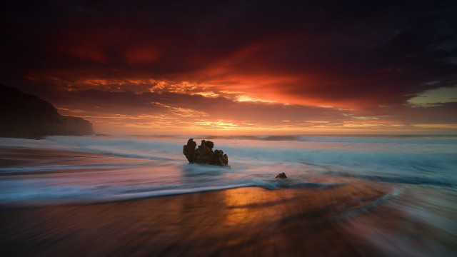 Wave riders sunset ocean mystical free wallpaper - medium preview image
